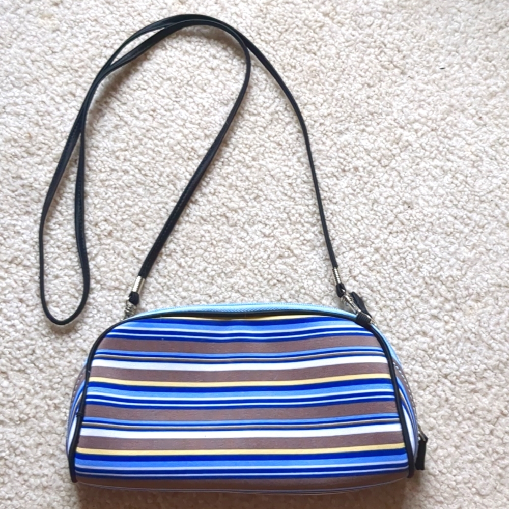 Kate Spade Blue Stripe Purse with Crossbody Shoulder Strap